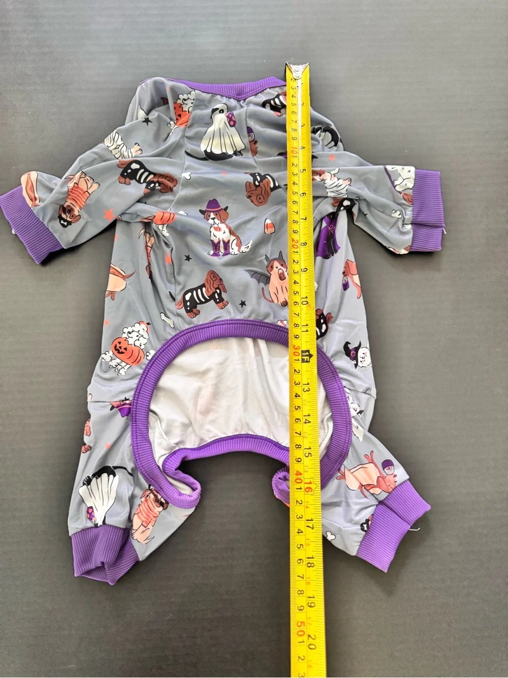 BN sz M dog pajama/costume Halloween Gray and Purple Pumpkin